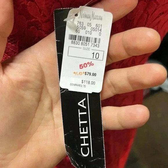 NWT Chetta B Red Lacy Dress Size 10 - Picture 5 of 9